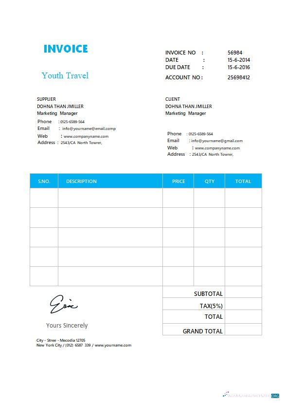 Download Free Simple Invoice Format Photoshop template